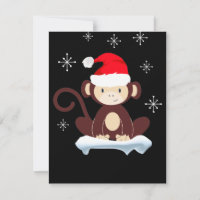 Cute monkey in the snow, merry christmas