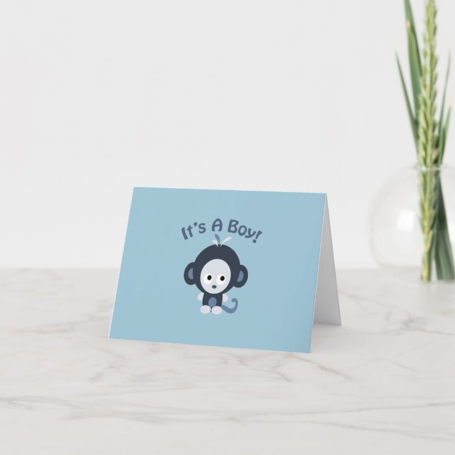 Cute Monkey - It's a boy! Announcement (Front)