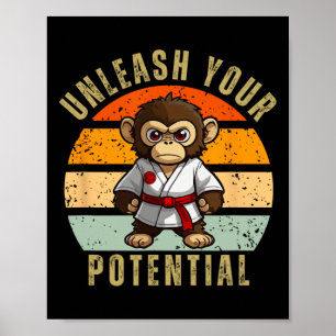 Cute Monkey Japanese Self Defence Karate  Poster