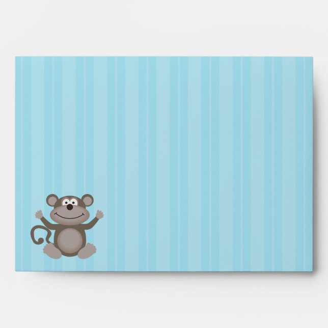 Cute Monkey Jungle A7 Envelopes in Blue (Front)