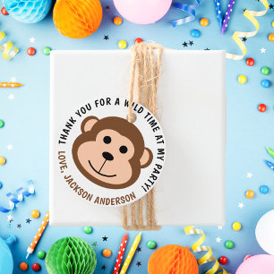 Cute Monkey Jungle Safari Animal Kids Birthday Favour Tags