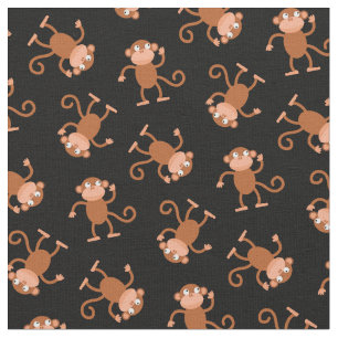 Cute Monkey Kids Baby Nursery Black Fabric