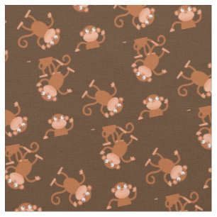 Cute Monkey Kids Baby Nursery Brown Fabric