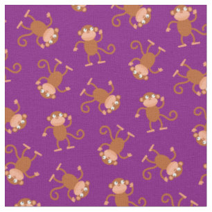 Cute Monkey Kids Baby Nursery Purple Fabric