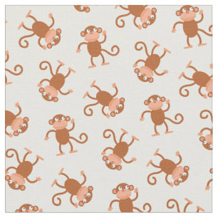 Cute Monkey Kids Baby Nursery White Fabric