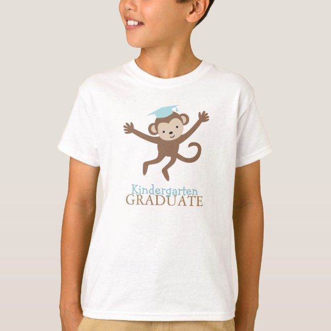 Cute Monkey Kindergarten Graduate {blue} T-Shirt (Front)