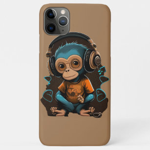 Cute Monkey Listening Music, Music Immersed Monkey Case-Mate iPhone Case