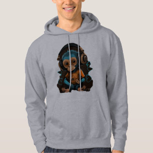 Cute Monkey Listening Music, Music Immersed Monkey Hoodie