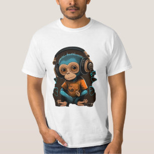 Cute Monkey Listening Music, Music Immersed Monkey T-Shirt