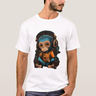 Cute Monkey Listening Music, Music Immersed Monkey T-Shirt