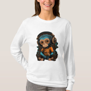 Cute Monkey Listening Music, Music Immersed Monkey T-Shirt