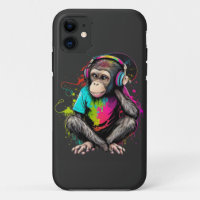 Cute Monkey Listening Music, Music Obsessed Monkey
