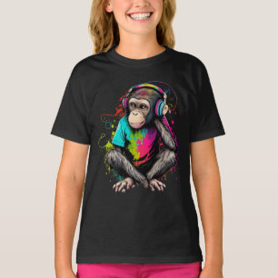 Cute Monkey Listening Music, Music Obsessed Monkey T-Shirt