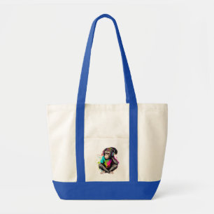 Cute Monkey Listening Music, Music Obsessed Monkey Tote Bag