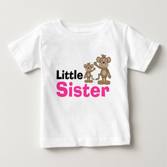 Cute Monkey Little Sister Baby T-Shirt (Front)