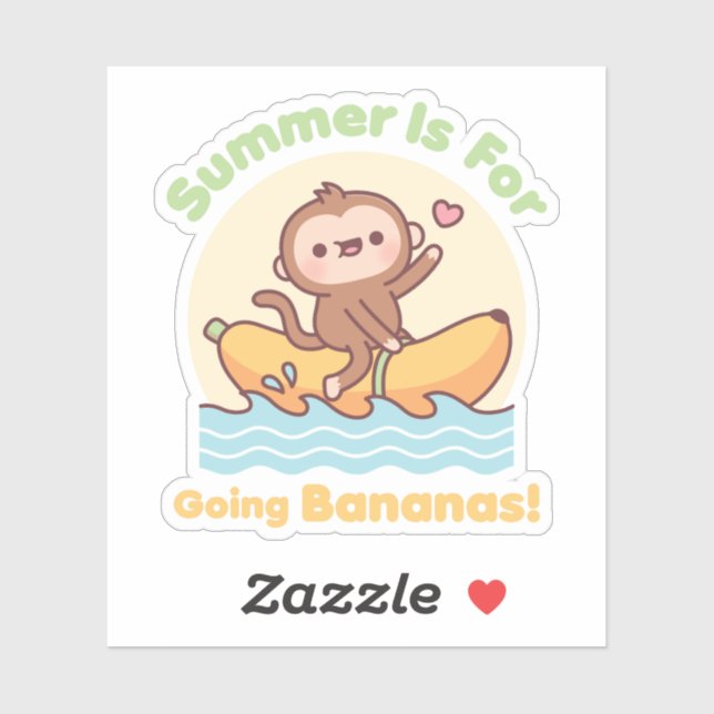Cute Monkey On Banana Boat Summer is For Going Ban (Sheet)