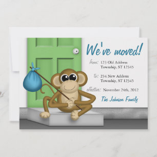 Cute Monkey on Doorstep - Moving Announcements