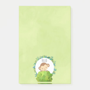 Cute Monkey Peeking Out from Behind a Bush Post-it Notes