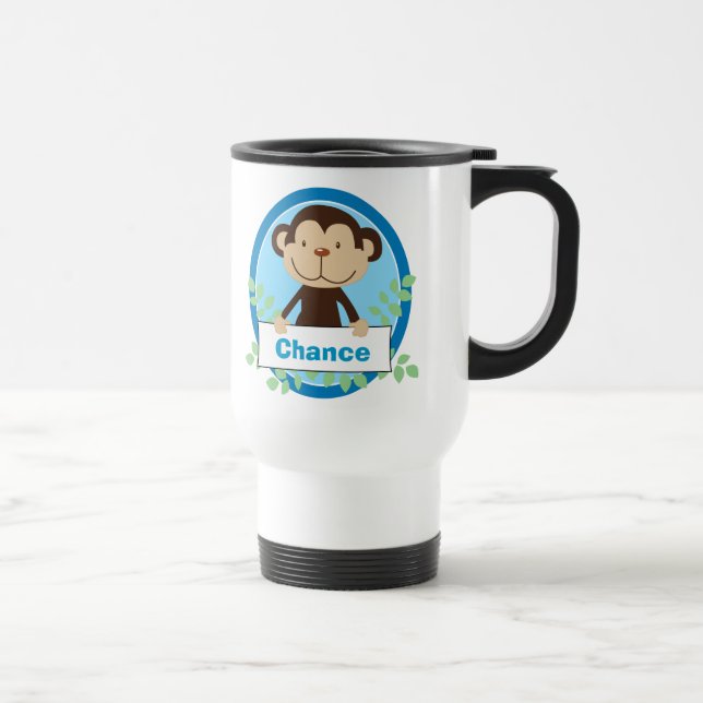 Cute Monkey Personalised Travel Mug Cup (Right)