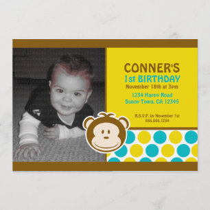 Cute Monkey Photo Invitation or Thank You Card