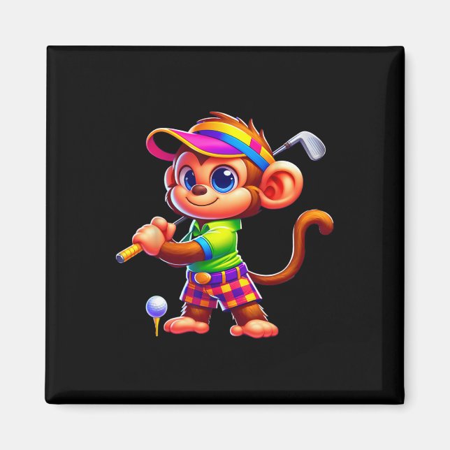 Cute Monkey Playing Golf Golfer Golfing Sport Men  Magnet (Front)