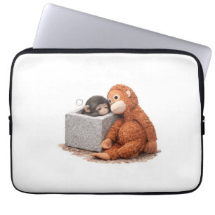 Cute Monkey Plush Laptop Sleeve Cosy Aesthetic Ani