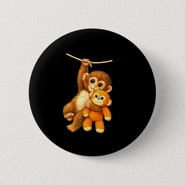 Cute monkey punch baby  6 cm round badge (Front)