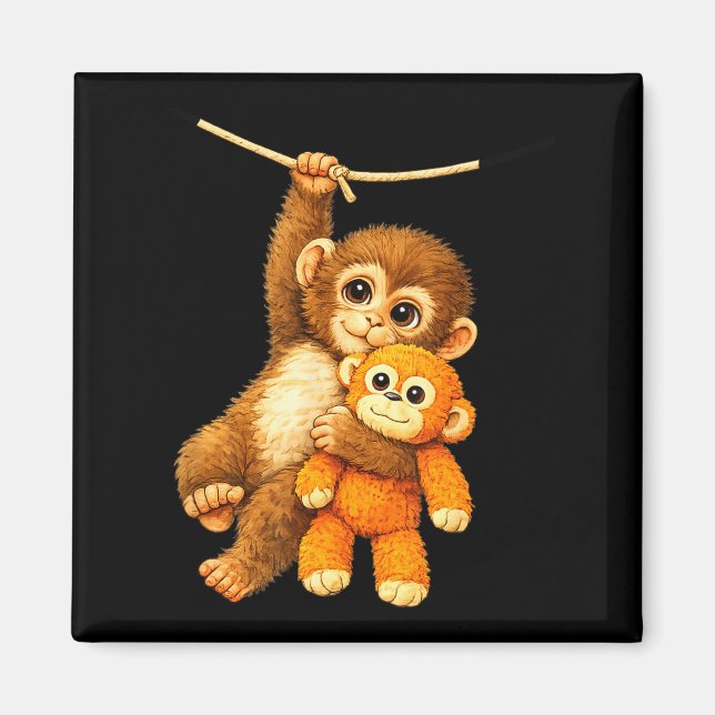 Cute monkey punch baby  magnet (Front)