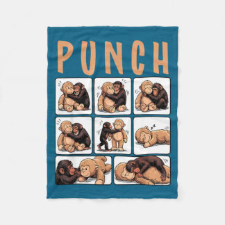 Cute monkey punch fleece blanket
