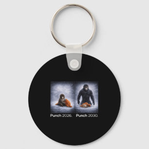 Cute monkey punch meme funny animal design  key ring