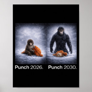 Cute monkey punch meme funny animal design poster