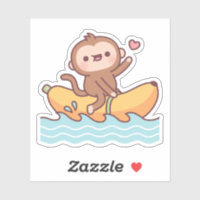 Cute Monkey Riding On Banana Boat