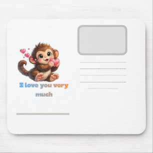 Cute Monkey Romantic Quote Illustration Mouse Pad