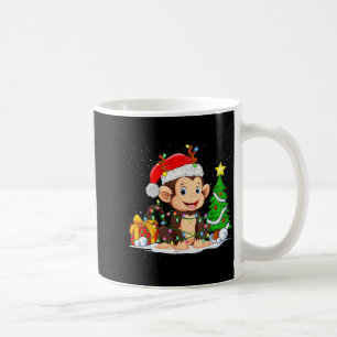 Cute Monkey Santa Christmas Tree Lights Xmas Pajam Coffee Mug
