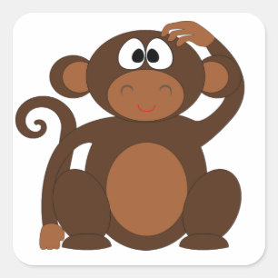 Cute Monkey Square Sticker