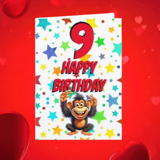 Cute Monkey Stars Birthday Card (Creator Uploaded)