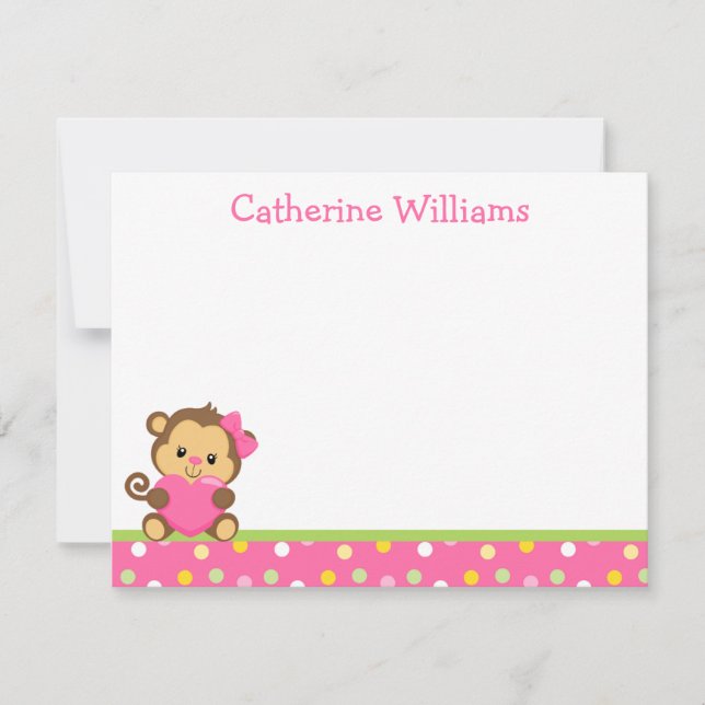 Cute Monkey Thank You Note Note Card (Front)