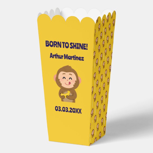 Cute Monkey Theme Boy Baby Shower  Favour Box (Front)