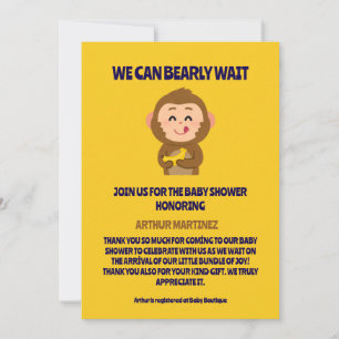 Cute Monkey Theme Boy Baby Shower Invitation