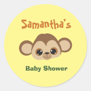 Cute Monkey Themed Baby Shower  Classic Round Sticker