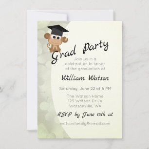 Cute Monkey Themed Graduation Party Invitation