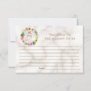 Cute Monkey Tropical Floral Baby Shower Parents Advice Card