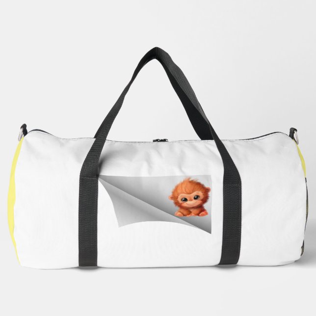cute monkey under the patch duffle bag (Front)