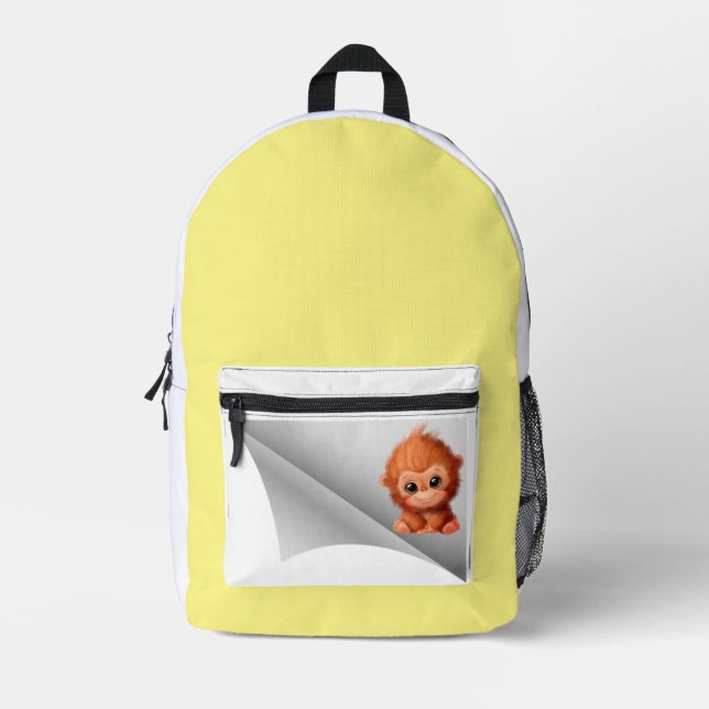 cute monkey under the patch printed backpack (Front)