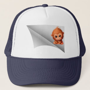 cute monkey under the patch trucker hat