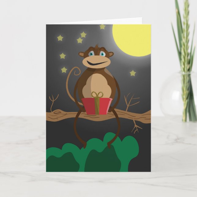 cute monkey valentines holiday card (Front)