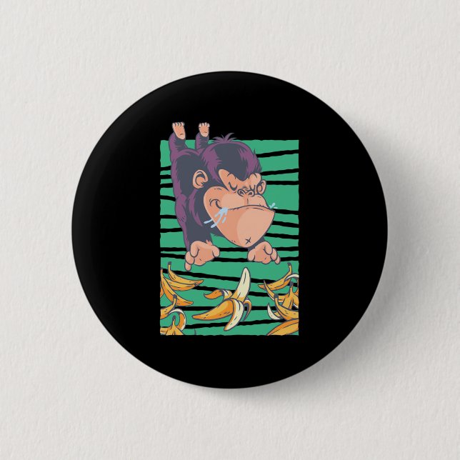 Cute Monkey With Bananas 6 Cm Round Badge (Front)