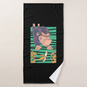 Cute Monkey With Bananas Bath Towel