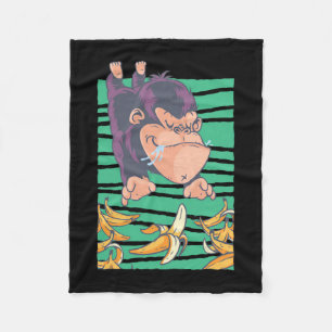 Cute Monkey With Bananas Fleece Blanket