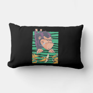 Cute Monkey With Bananas Lumbar Cushion